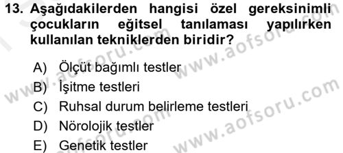 Aile Eğitimi Dersi 2016 - 2017 Yılı (Final) Dönem Sonu Sınav Soruları 13. Soru