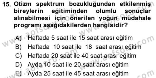 Aile Eğitimi Dersi 2016 - 2017 Yılı (Final) Dönem Sonu Sınav Soruları 15. Soru