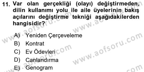 Aile Eğitimi Dersi 2017 - 2018 Yılı 3 Ders Sınav Soruları 11. Soru