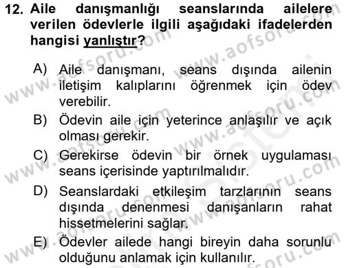 Aile Eğitimi Dersi 2017 - 2018 Yılı 3 Ders Sınav Soruları 12. Soru