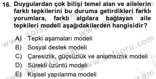 Aile Eğitimi Dersi 2017 - 2018 Yılı 3 Ders Sınav Soruları 16. Soru