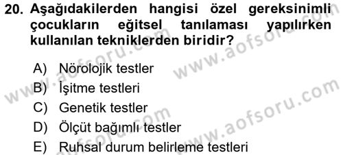 Aile Eğitimi Dersi 2017 - 2018 Yılı 3 Ders Sınav Soruları 20. Soru