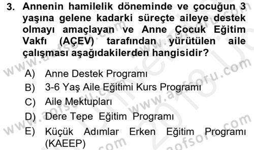 Aile Eğitimi Dersi 2017 - 2018 Yılı 3 Ders Sınav Soruları 3. Soru