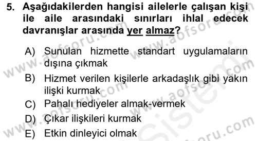 Aile Eğitimi Dersi 2017 - 2018 Yılı 3 Ders Sınav Soruları 5. Soru