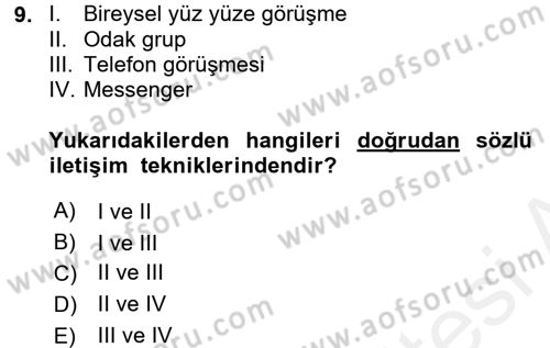 Aile Eğitimi Dersi 2017 - 2018 Yılı 3 Ders Sınav Soruları 9. Soru