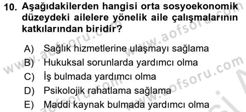 Aile Eğitimi Dersi Ara Sınavı Deneme Sınav Soruları 10. Soru