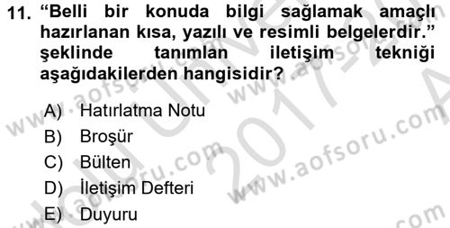 Aile Eğitimi Dersi Ara Sınavı Deneme Sınav Soruları 11. Soru
