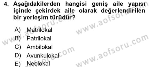 Aile Eğitimi Dersi Ara Sınavı Deneme Sınav Soruları 4. Soru
