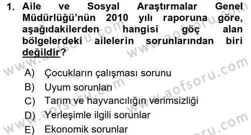 Aile Eğitimi Dersi 2017 - 2018 Yılı (Final) Dönem Sonu Sınav Soruları 1. Soru