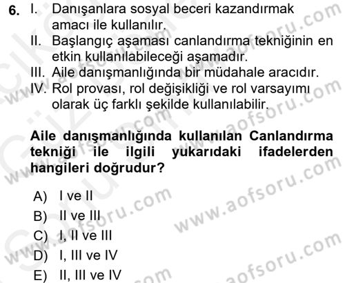 Anne Baba Eğitimi Ve Danışmanlık Hizmetleri Dersi 2017 - 2018 Yılı (Final) Dönem Sonu Sınavı 6. Soru