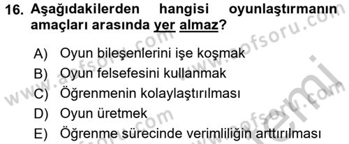 Çocuk, Bilim Ve Teknoloji Dersi 2016 - 2017 Yılı 3 Ders Sınav Soruları 16. Soru