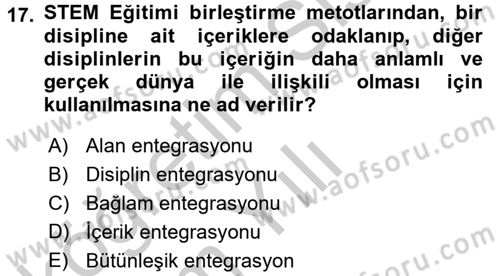 Çocuk, Bilim Ve Teknoloji Dersi 2016 - 2017 Yılı 3 Ders Sınav Soruları 17. Soru