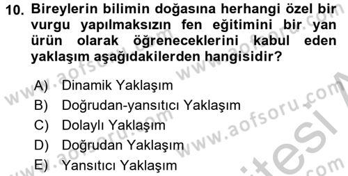 Çocuk, Bilim Ve Teknoloji Dersi 2016 - 2017 Yılı (Vize) Ara Sınav Soruları 10. Soru