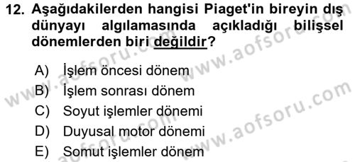 Çocuk, Bilim Ve Teknoloji Dersi 2016 - 2017 Yılı (Vize) Ara Sınav Soruları 12. Soru