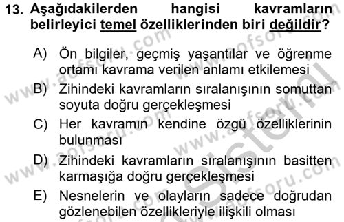 Çocuk, Bilim Ve Teknoloji Dersi 2016 - 2017 Yılı (Vize) Ara Sınav Soruları 13. Soru