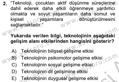 Çocuk, Bilim Ve Teknoloji Dersi 2016 - 2017 Yılı (Vize) Ara Sınav Soruları 2. Soru