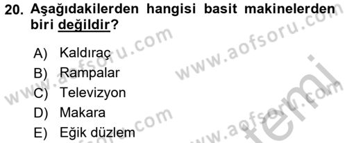 Çocuk, Bilim Ve Teknoloji Dersi 2016 - 2017 Yılı (Vize) Ara Sınav Soruları 20. Soru
