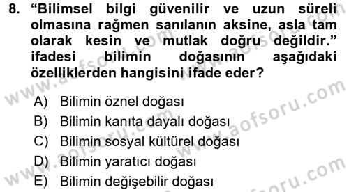 Çocuk, Bilim Ve Teknoloji Dersi 2016 - 2017 Yılı (Vize) Ara Sınav Soruları 8. Soru