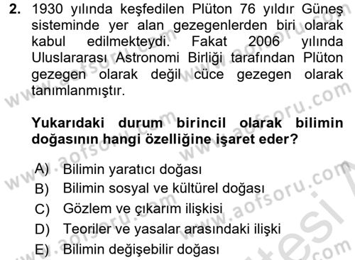 Çocuk, Bilim Ve Teknoloji Dersi 2016 - 2017 Yılı (Final) Dönem Sonu Sınav Soruları 2. Soru