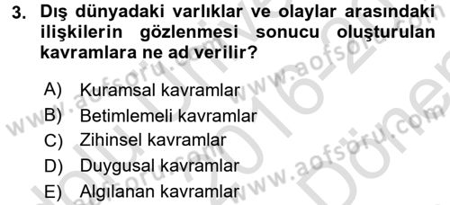 Çocuk, Bilim Ve Teknoloji Dersi 2016 - 2017 Yılı (Final) Dönem Sonu Sınav Soruları 3. Soru