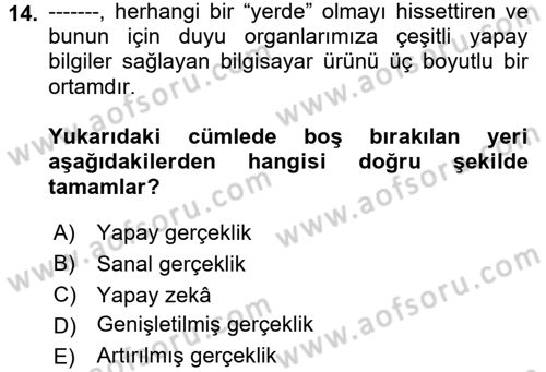 Çocuk, Bilim Ve Teknoloji Dersi 2017 - 2018 Yılı 3 Ders Sınav Soruları 14. Soru