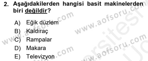 Çocuk, Bilim Ve Teknoloji Dersi 2017 - 2018 Yılı 3 Ders Sınav Soruları 2. Soru
