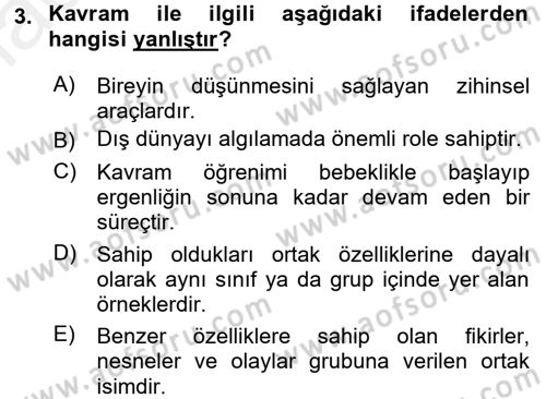 Çocuk, Bilim Ve Teknoloji Dersi 2017 - 2018 Yılı 3 Ders Sınav Soruları 3. Soru