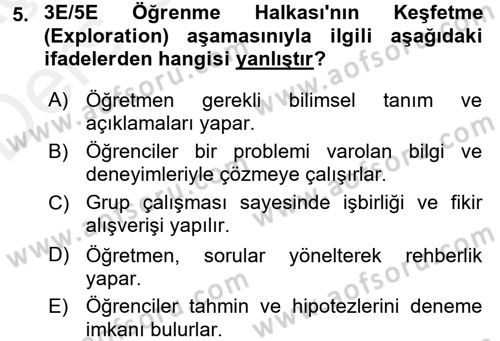 Çocuk, Bilim Ve Teknoloji Dersi 2017 - 2018 Yılı 3 Ders Sınav Soruları 5. Soru
