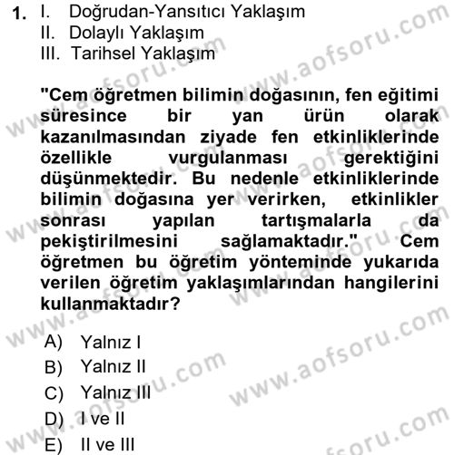 Çocuk, Bilim Ve Teknoloji Dersi 2017 - 2018 Yılı (Vize) Ara Sınav Soruları 1. Soru