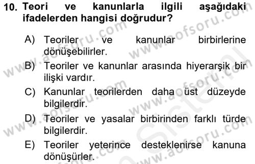 Çocuk, Bilim Ve Teknoloji Dersi 2017 - 2018 Yılı (Vize) Ara Sınav Soruları 10. Soru