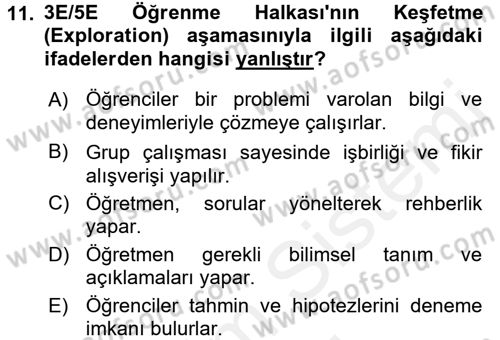 Çocuk, Bilim Ve Teknoloji Dersi 2017 - 2018 Yılı (Final) Dönem Sonu Sınav Soruları 11. Soru