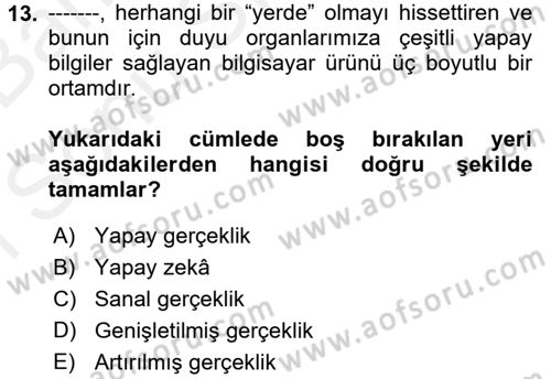 Çocuk, Bilim Ve Teknoloji Dersi 2017 - 2018 Yılı (Final) Dönem Sonu Sınav Soruları 13. Soru