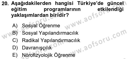 Çocuk, Bilim Ve Teknoloji Dersi 2017 - 2018 Yılı (Final) Dönem Sonu Sınav Soruları 20. Soru
