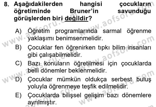 Çocuk, Bilim Ve Teknoloji Dersi 2017 - 2018 Yılı (Final) Dönem Sonu Sınav Soruları 8. Soru
