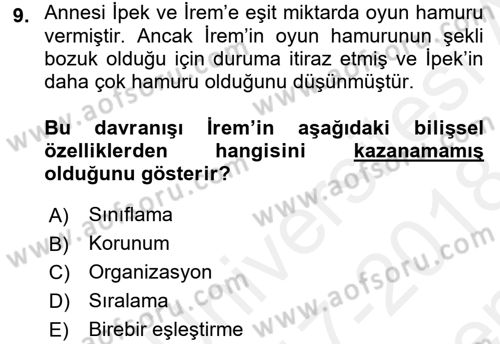 Çocuk, Bilim Ve Teknoloji Dersi 2017 - 2018 Yılı (Final) Dönem Sonu Sınav Soruları 9. Soru