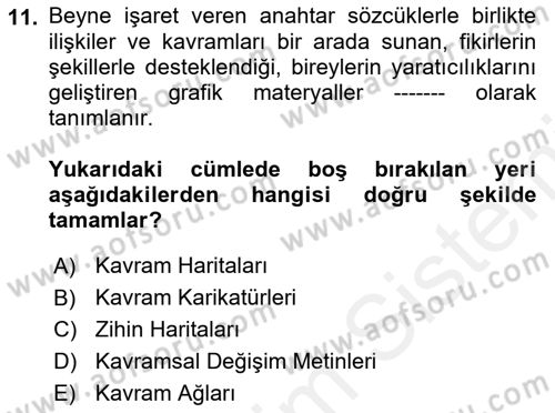 Çocuk, Bilim Ve Teknoloji Dersi 2018 - 2019 Yılı (Vize) Ara Sınav Soruları 11. Soru