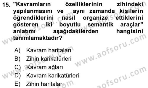 Çocuk, Bilim Ve Teknoloji Dersi 2018 - 2019 Yılı (Vize) Ara Sınav Soruları 15. Soru