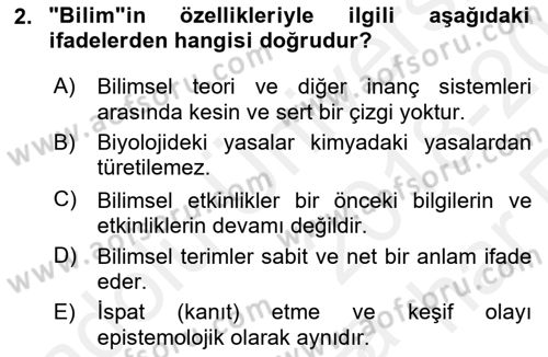 Çocuk, Bilim Ve Teknoloji Dersi 2018 - 2019 Yılı (Vize) Ara Sınav Soruları 2. Soru