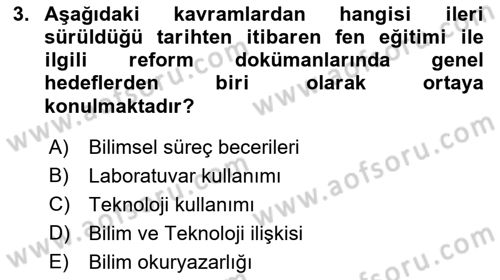 Çocuk, Bilim Ve Teknoloji Dersi 2018 - 2019 Yılı (Vize) Ara Sınavı 3. Soru