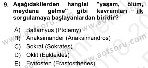 Çocuk, Bilim Ve Teknoloji Dersi 2018 - 2019 Yılı (Vize) Ara Sınav Soruları 9. Soru