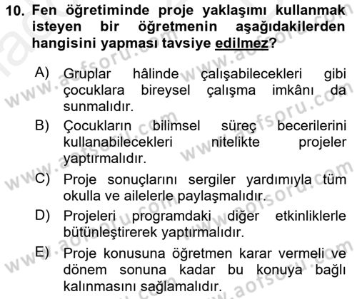 Çocuk, Bilim Ve Teknoloji Dersi 2018 - 2019 Yılı (Final) Dönem Sonu Sınav Soruları 10. Soru