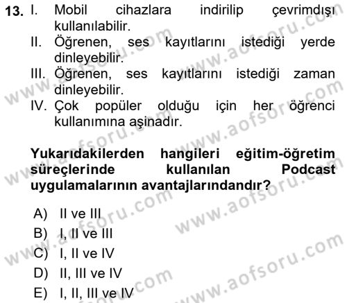 Çocuk, Bilim Ve Teknoloji Dersi 2018 - 2019 Yılı (Final) Dönem Sonu Sınav Soruları 13. Soru