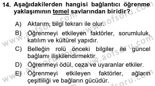 Çocuk, Bilim Ve Teknoloji Dersi 2018 - 2019 Yılı (Final) Dönem Sonu Sınav Soruları 14. Soru