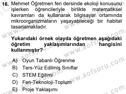Çocuk, Bilim Ve Teknoloji Dersi 2018 - 2019 Yılı (Final) Dönem Sonu Sınav Soruları 16. Soru