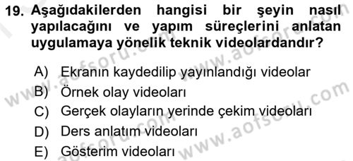 Çocuk, Bilim Ve Teknoloji Dersi 2018 - 2019 Yılı (Final) Dönem Sonu Sınav Soruları 19. Soru