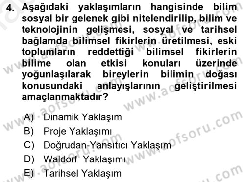 Çocuk, Bilim Ve Teknoloji Dersi 2018 - 2019 Yılı (Final) Dönem Sonu Sınav Soruları 4. Soru