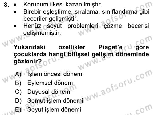Çocuk, Bilim Ve Teknoloji Dersi 2018 - 2019 Yılı (Final) Dönem Sonu Sınav Soruları 8. Soru