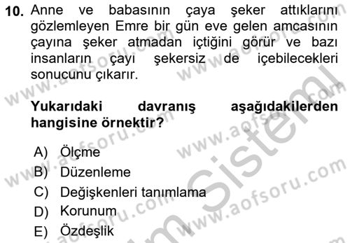 Çocuk, Bilim Ve Teknoloji Dersi 2018 - 2019 Yılı Yaz Okulu Sınavı 10. Soru