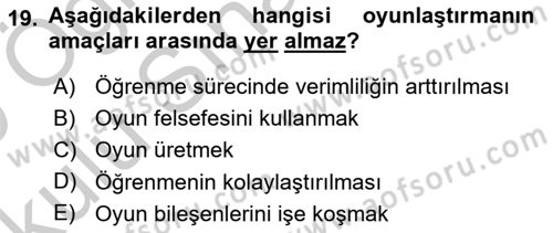 Çocuk, Bilim Ve Teknoloji Dersi 2018 - 2019 Yılı Yaz Okulu Sınavı 19. Soru