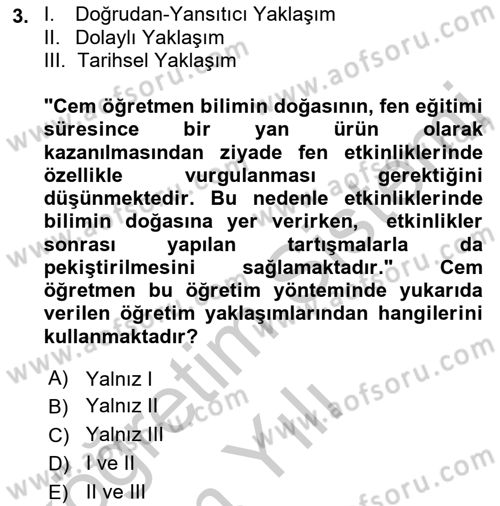 Çocuk, Bilim Ve Teknoloji Dersi 2018 - 2019 Yılı Yaz Okulu Sınavı 3. Soru